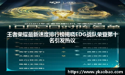 王者荣耀最新速度排行榜揭晓EDG战队荣登第十名引发热议